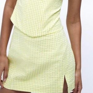 Gingham Checkered Mini Skirt in Light Green